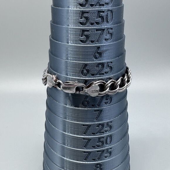 Vintage Italy Sterling Silver 9mm Double Link Chain 6.5” Bracelet 14.9g - Picture 2 of 3